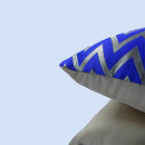 BYFT Orchard Cushion Cover 18 x 18 inch (Zig Zag Design - Royal Blue) 45 x 45 cm Luxury Decorative Cushion Cover for Sofa, Bed & Living Room - Set of 02