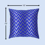 BYFT Orchard Cushion Cover 18 x 18 inch (Zig Zag Design - Royal Blue) 45 x 45 cm Luxury Decorative Cushion Cover for Sofa, Bed & Living Room - Set of 02