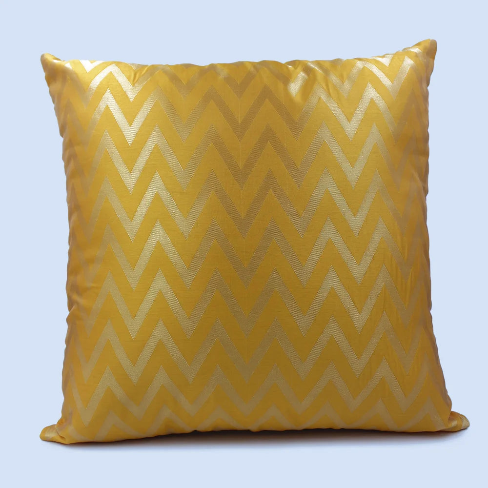 BYFT Orchard Cushion Cover 18 x 18 inch (Zig Zag Design - Yellow) 45 x 45 cm Luxury Decorative Cushion Cover for Sofa, Bed & Living Room - Set of 02