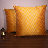BYFT Orchard Cushion Cover 18 x 18 inch (Zig Zag Design - Yellow) 45 x 45 cm Luxury Decorative Cushion Cover for Sofa, Bed & Living Room - Set of 02