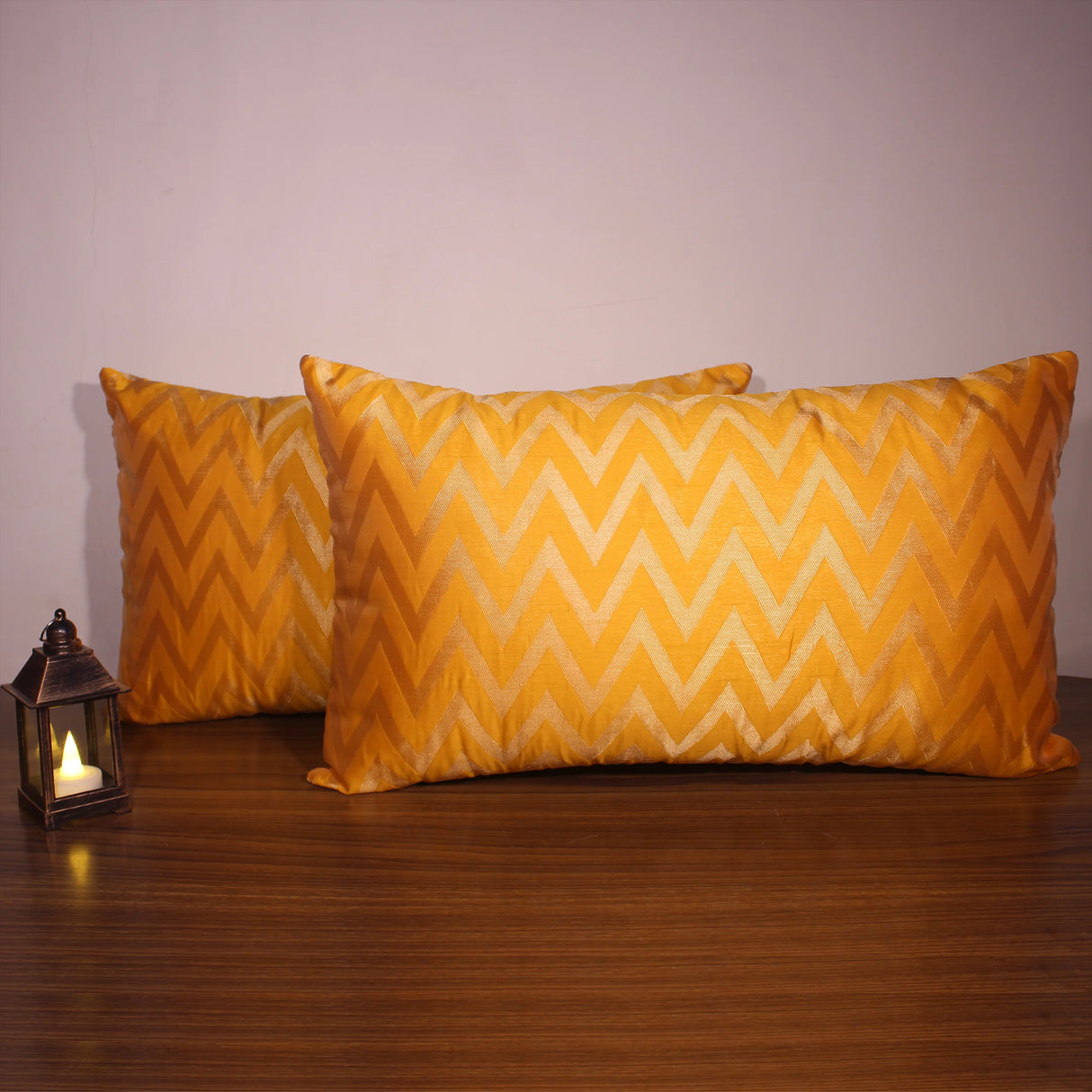 غطاء وسادة BYFT Orchard مقاس 12 × 20 بوصة (تصميم متعرج - أصفر) غطاء وسادة مزخرف فاخر للأريكة والسرير وغرفة المعيشة - مجموعة من قطعتين