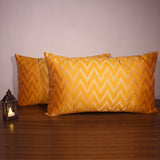 غطاء وسادة BYFT Orchard مقاس 12 × 20 بوصة (تصميم متعرج - أصفر) غطاء وسادة مزخرف فاخر للأريكة والسرير وغرفة المعيشة - مجموعة من قطعتين