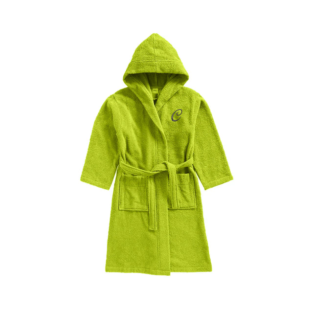 BYFT Daffodil Kids Hooded Bathrobe | Monogrammed Letter 'C' | Soft Cotton Comfort