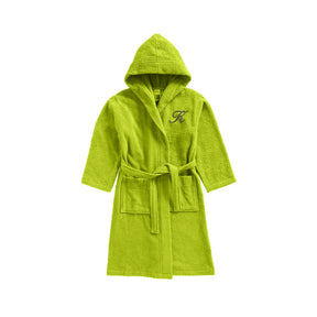 BYFT Daffodil Kids Hooded Bathrobe | Monogrammed Letter 'K' | Soft Cotton Comfort