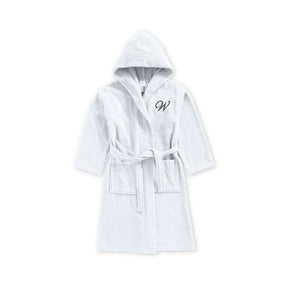 BYFT Daffodil Kids Hooded Bathrobe | Monogrammed Letter 'W' | Soft Cotton Comfort