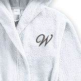رداء حمام بغطاء رأس للأطفال من BYFT Daffodil | حرف "W" أحادي اللون | قطن ناعم ومريح
