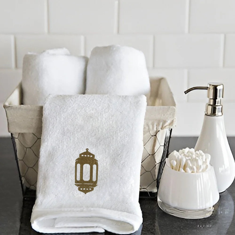 BYFT Embroidered For You Personalised Cotton Towel - Ramadan Lantern - Heritage Design High Quality Embroidery Perfect For Gifting