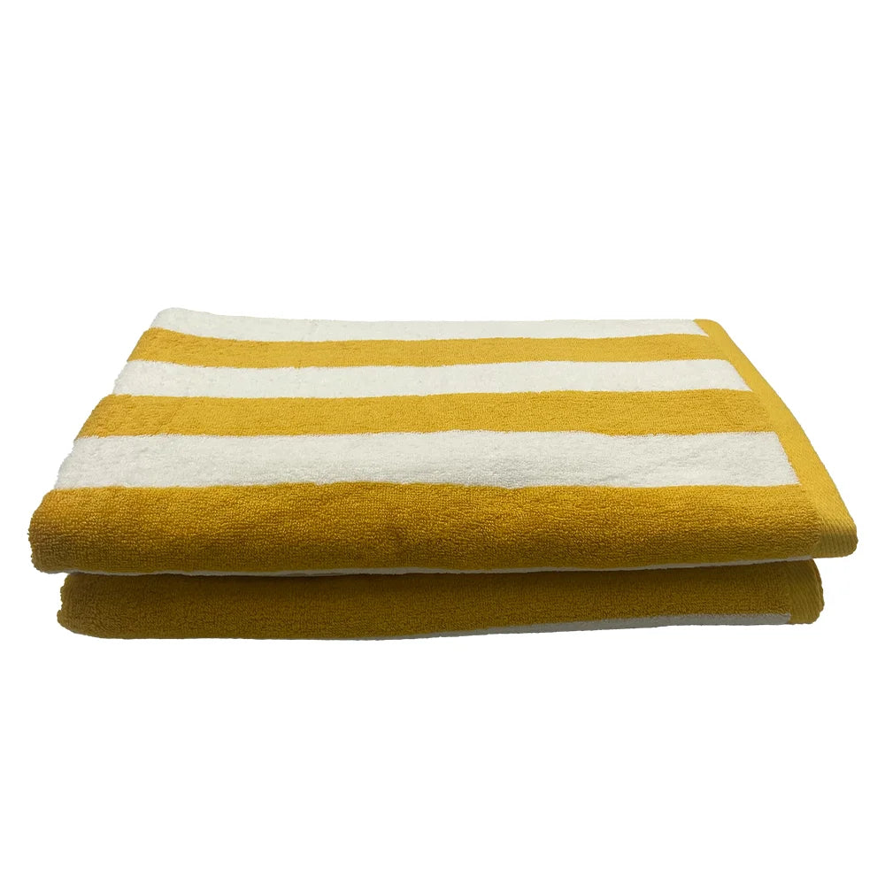 BYFT Petunia Yellow - White Large Cabana Stripe 70 x 140 Cm Beach Towel Set of 02