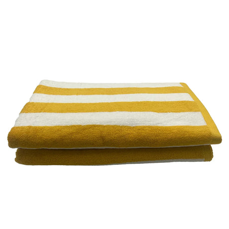 BYFT Petunia Yellow - White Large Cabana Stripe 70 x 140 Cm Beach Towel Set of 02