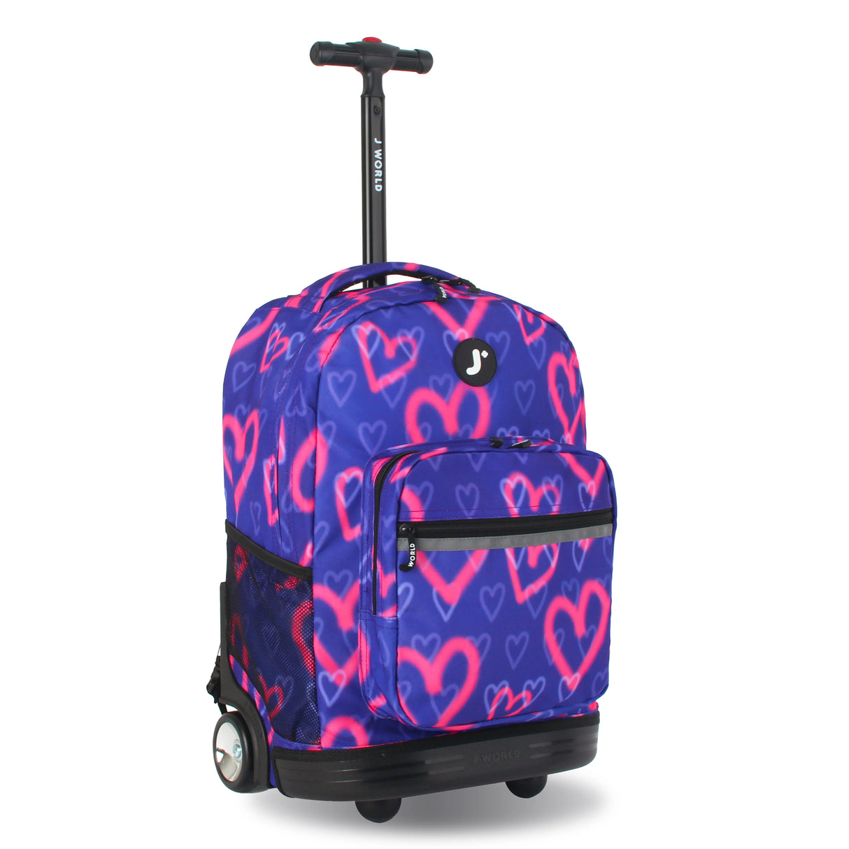 J World New York Sunrise Kids Rolling Backpack - HEART SPRAY - 18 Inch