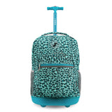 J World New York Sunrise Kids Rolling Backpack - MINT LEOPARD - 18 Inch