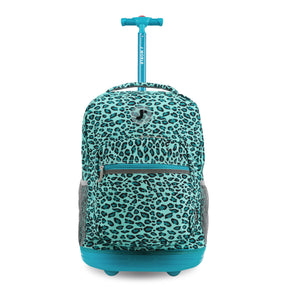 J World New York Sunrise Kids Rolling Backpack - MINT LEOPARD - 18 Inch