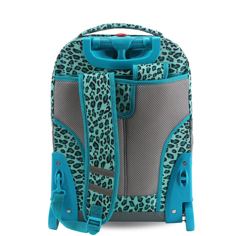 J World New York Sunrise Kids Rolling Backpack - MINT LEOPARD - 18 Inch
