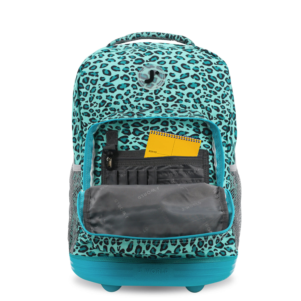 J World New York Sunrise Kids Rolling Backpack - MINT LEOPARD - 18 Inch