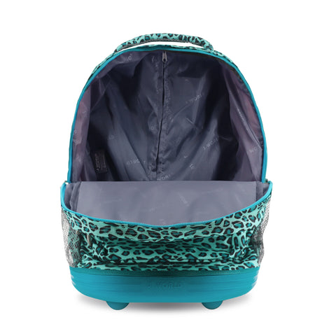 J World New York Sunrise Kids Rolling Backpack - MINT LEOPARD - 18 Inch