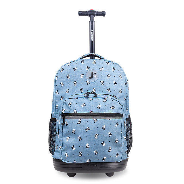 J World New York Sunrise Kids Rolling Backpack - PANDA - 18 Inch