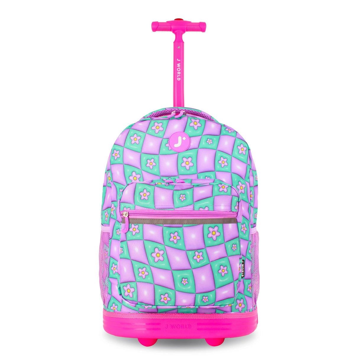 J World New York Sunrise Kids Rolling Backpack - PUFFY FLOWER - 18 Inch
