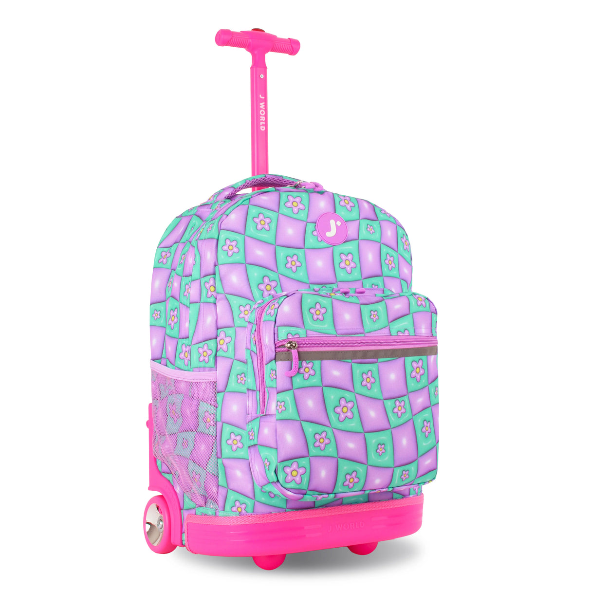 J World New York Sunrise Kids Rolling Backpack - PUFFY FLOWER - 18 Inch
