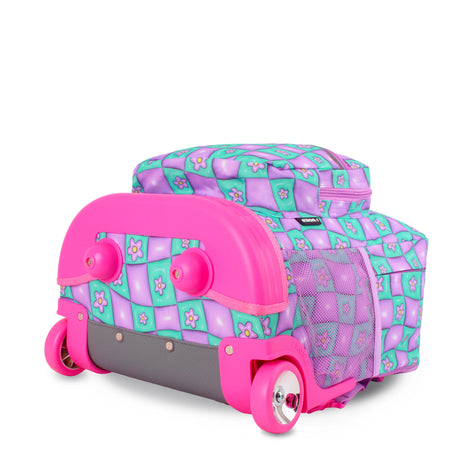 J World New York Sunrise Kids Rolling Backpack - PUFFY FLOWER - 18 Inch