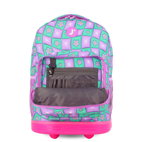 J World New York Sunrise Kids Rolling Backpack - PUFFY FLOWER - 18 Inch