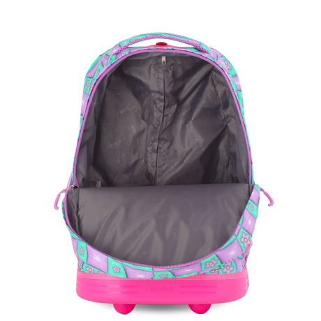 J World New York Sunrise Kids Rolling Backpack - PUFFY FLOWER - 18 Inch