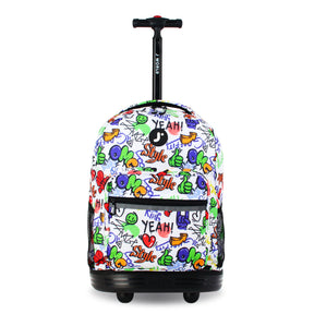 J World New York Sunrise Kids Rolling Backpack - STREET ART - 18 Inch