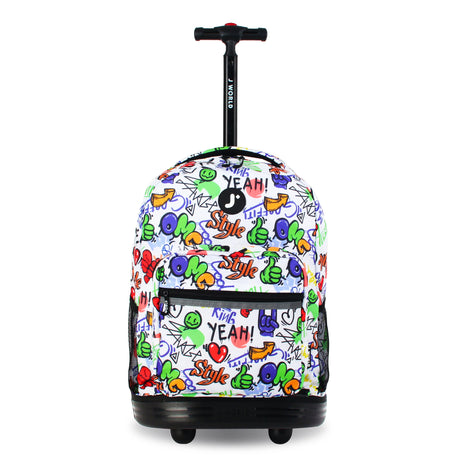 J World New York Sunrise Kids Rolling Backpack - STREET ART - 18 Inch