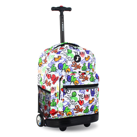 J World New York Sunrise Kids Rolling Backpack - STREET ART - 18 Inch