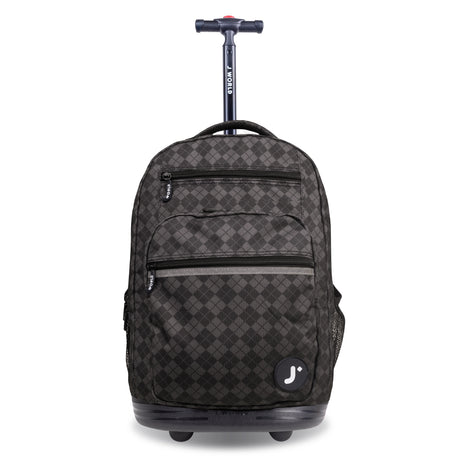 J World New York Sunrise Kids Rolling Backpack - ARGYLE BLACK - 18 Inch