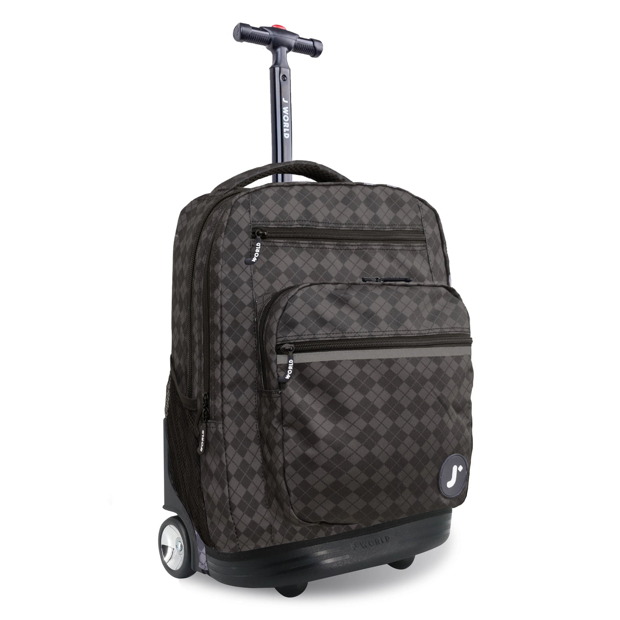 J World New York Sunrise Kids Rolling Backpack - ARGYLE BLACK - 18 Inch