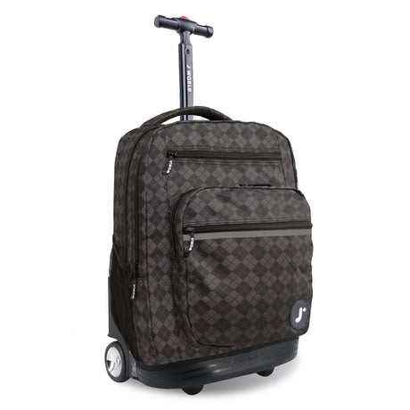 J World New York Sunrise Kids Rolling Backpack - ARGYLE BLACK - 18 Inch