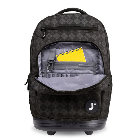 J World New York Sunrise Kids Rolling Backpack - ARGYLE BLACK - 18 Inch