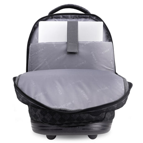 J World New York Sunrise Kids Rolling Backpack - ARGYLE BLACK - 18 Inch
