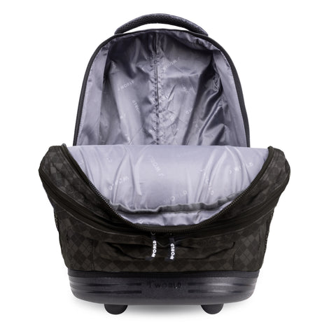 J World New York Sunrise Kids Rolling Backpack - ARGYLE BLACK - 18 Inch