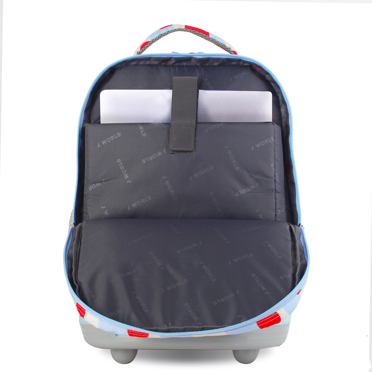 J World New York Sunrise Kids Rolling Backpack - FLOATING APPLE - 18 Inch
