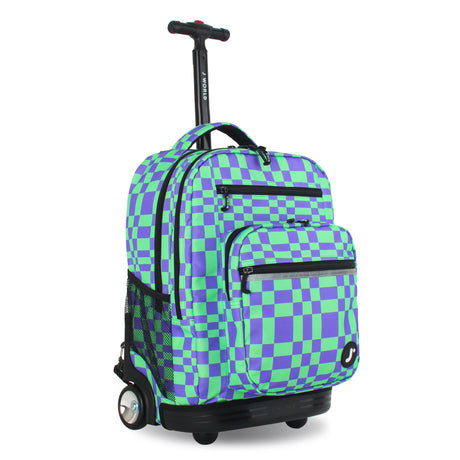J World New York Sunrise Kids Rolling Backpack - PIXEL CHECKERS - 18 Inch
