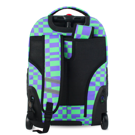 J World New York Sunrise Kids Rolling Backpack - PIXEL CHECKERS - 18 Inch