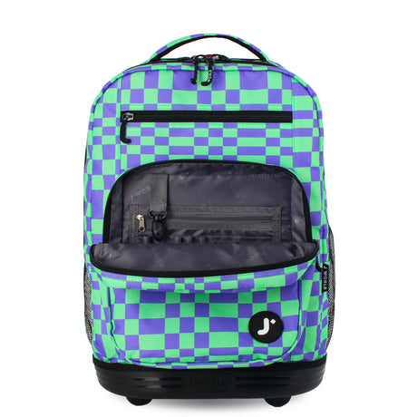J World New York Sunrise Kids Rolling Backpack - PIXEL CHECKERS - 18 Inch