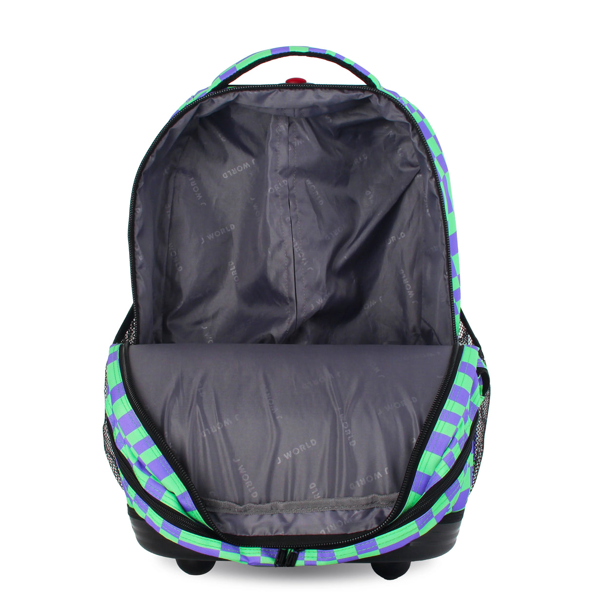 J World New York Sunrise Kids Rolling Backpack - PIXEL CHECKERS - 18 Inch