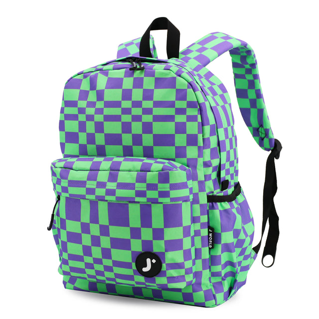 J World New York Unisex Kid's Oz School Backpack - PIXEL CHECKERS