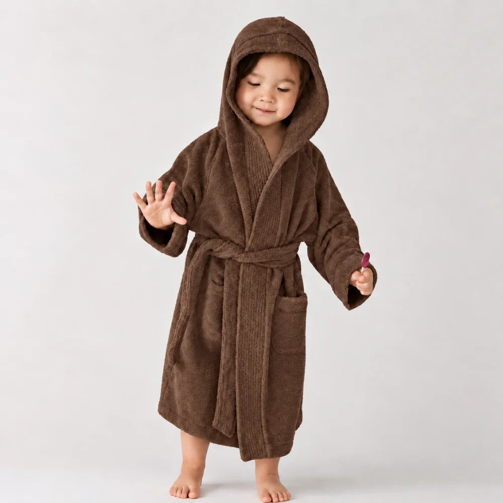 BYFT Daffodil Kids Hooded Bathrobe Luxury Cotton Soft, Absorbent, Quick-Dry