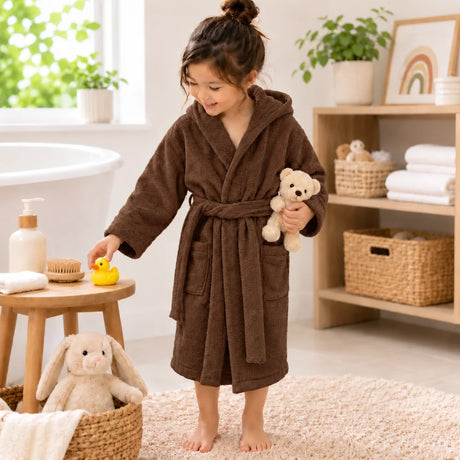 BYFT Daffodil Kids Hooded Bathrobe Luxury Cotton Soft, Absorbent, Quick-Dry