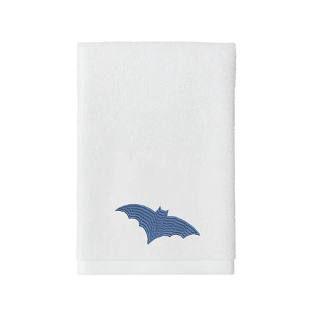 BYFT Embroidered For You Personalised Cotton Towel - Halloween - Bat Blue Design High Quality Embroidery Perfect For Gifting