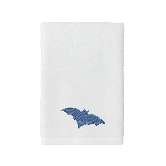 BYFT Embroidered For You Personalised Cotton Towel - Halloween - Bat Blue Design High Quality Embroidery Perfect For Gifting