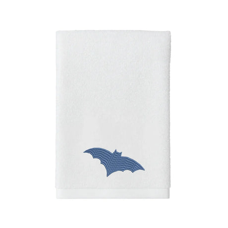 BYFT Embroidered For You Personalised Cotton Towel - Halloween - Bat Blue Design High Quality Embroidery Perfect For Gifting