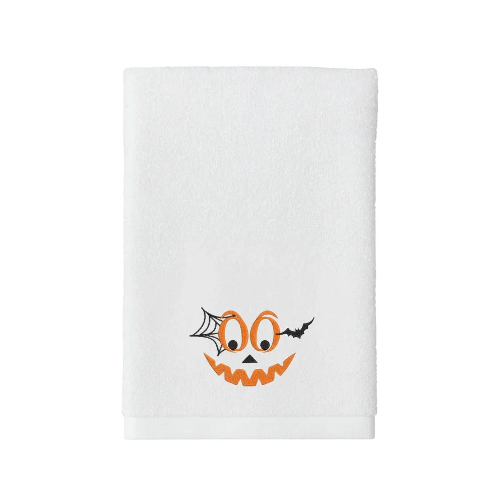 BYFT Embroidered For You Personalised Cotton Towel - Halloween - Scary Smile with Bat Design High Quality Embroidery Perfect For Gifting