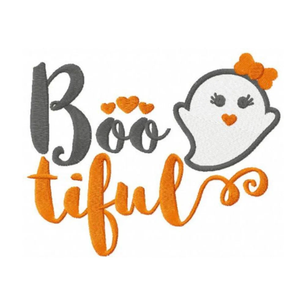 BYFT Embroidered For You Personalised Cotton Towel - Halloween - Bootiful with Ghost Design High Quality Embroidery Perfect For Gifting