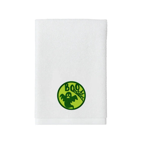 BYFT Embroidered For You Personalised Cotton Towel - Halloween - Boo with Ghost Design High Quality Embroidery Perfect For Gifting