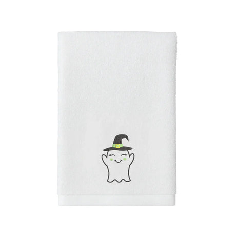 BYFT Embroidered For You Personalised Cotton Towel - Halloween - Smiling Ghost with Cap Design High Quality Embroidery Perfect For Gifting
