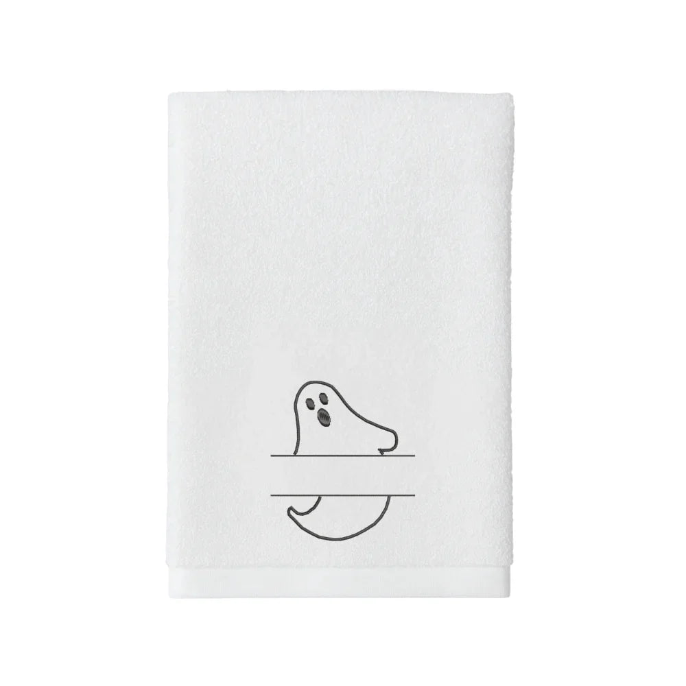 BYFT Embroidered For You Personalised Cotton Towel - Halloween - Ghost Monogrammed Design High Quality Embroidery Perfect For Gifting